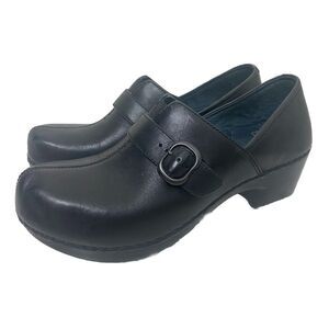 DANSKO Tamara Black‎ Buckle Leather Clog EU 37